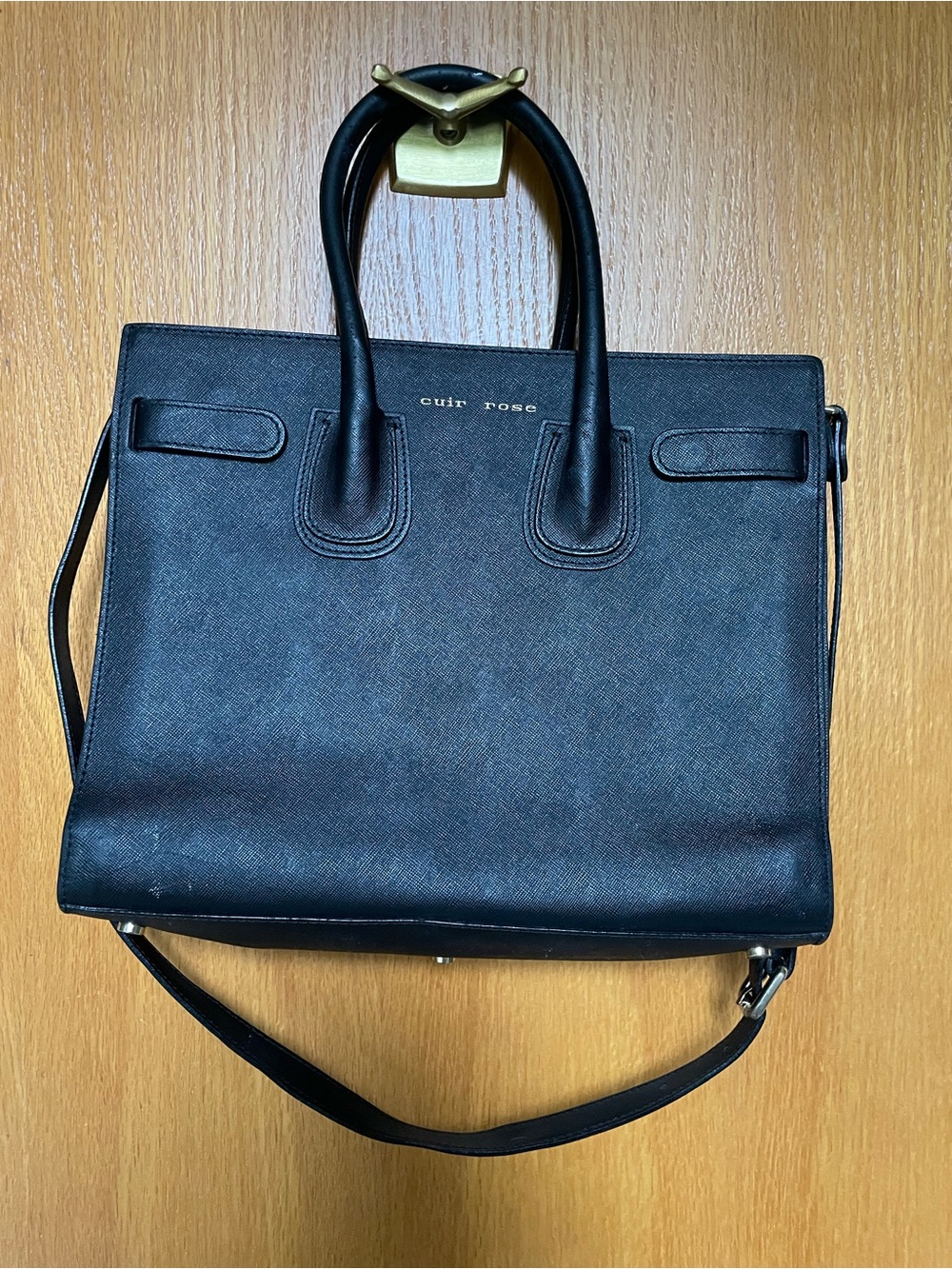 Cuir Rose Expandable Black Satchel